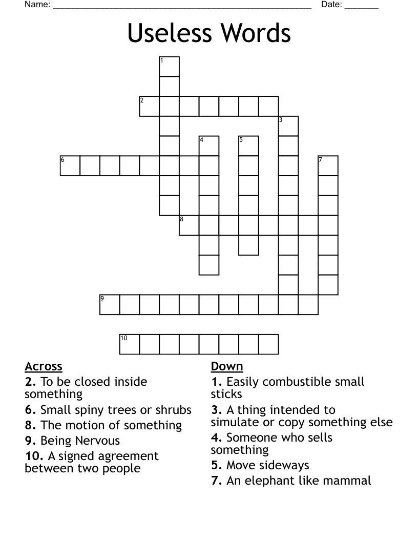 Useless Words Crossword