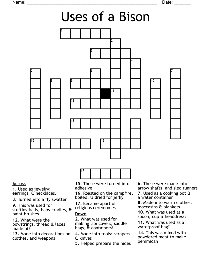 Uses of a Bison Crossword