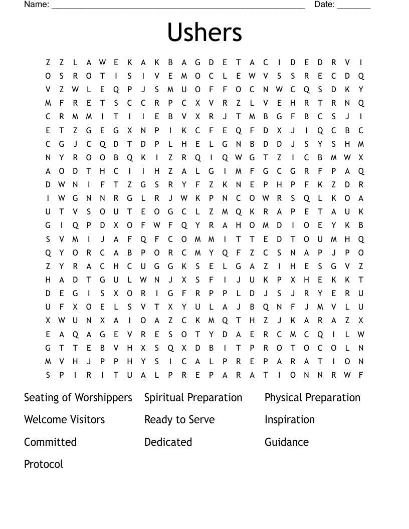 Ushers Word Search