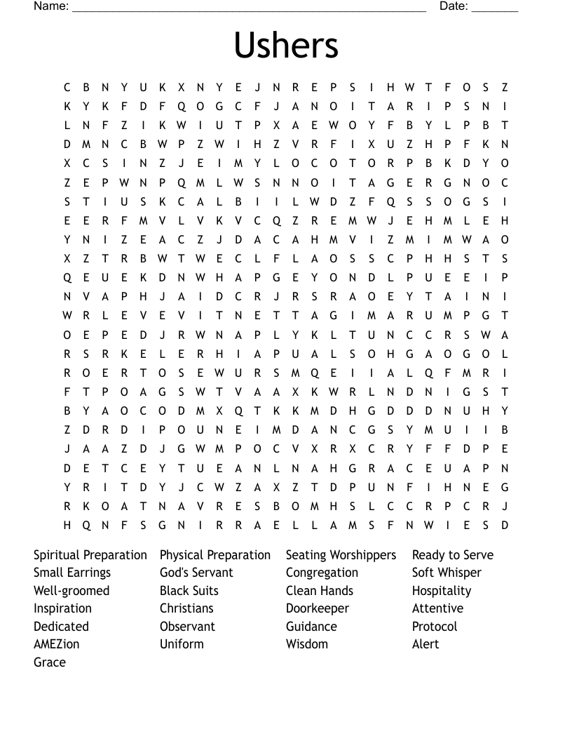 Ushers Word Search