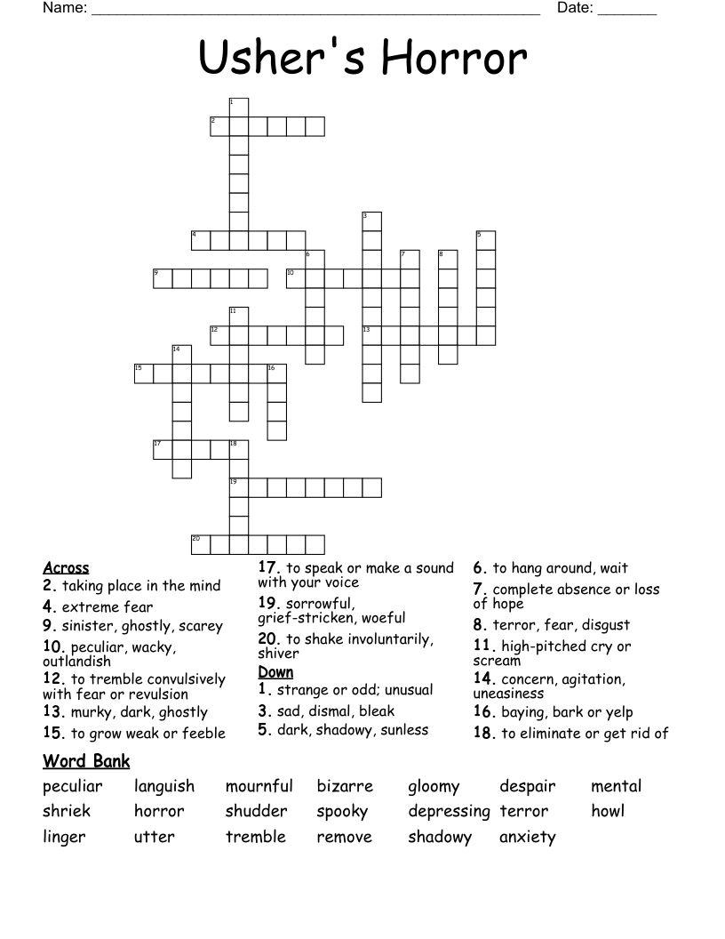 Usher's Horror Crossword