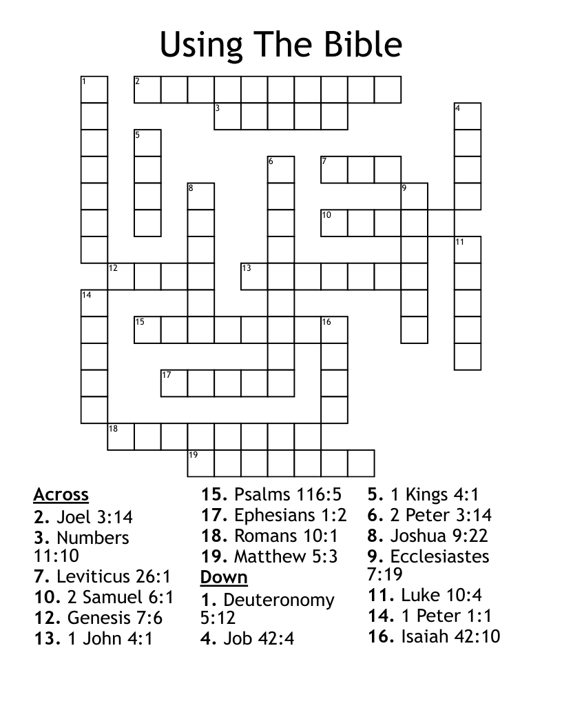 Using The Bible Crossword