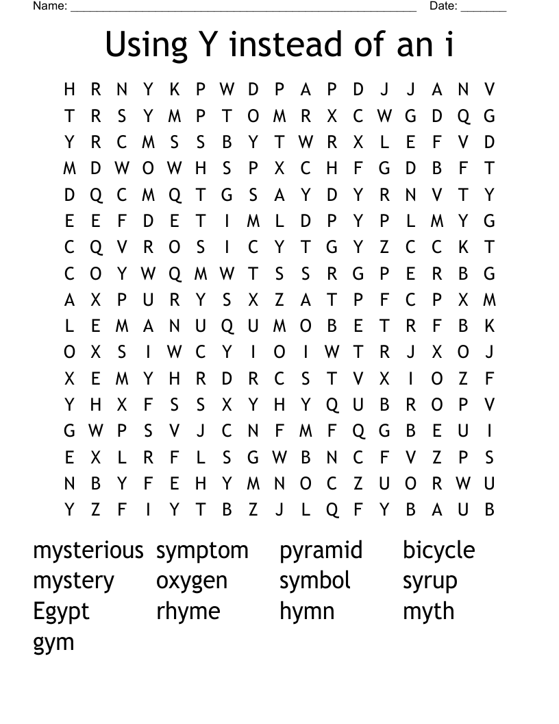 Using Y instead of an i Word Search