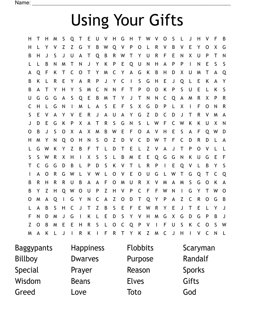 Using Your Gifts Word Search