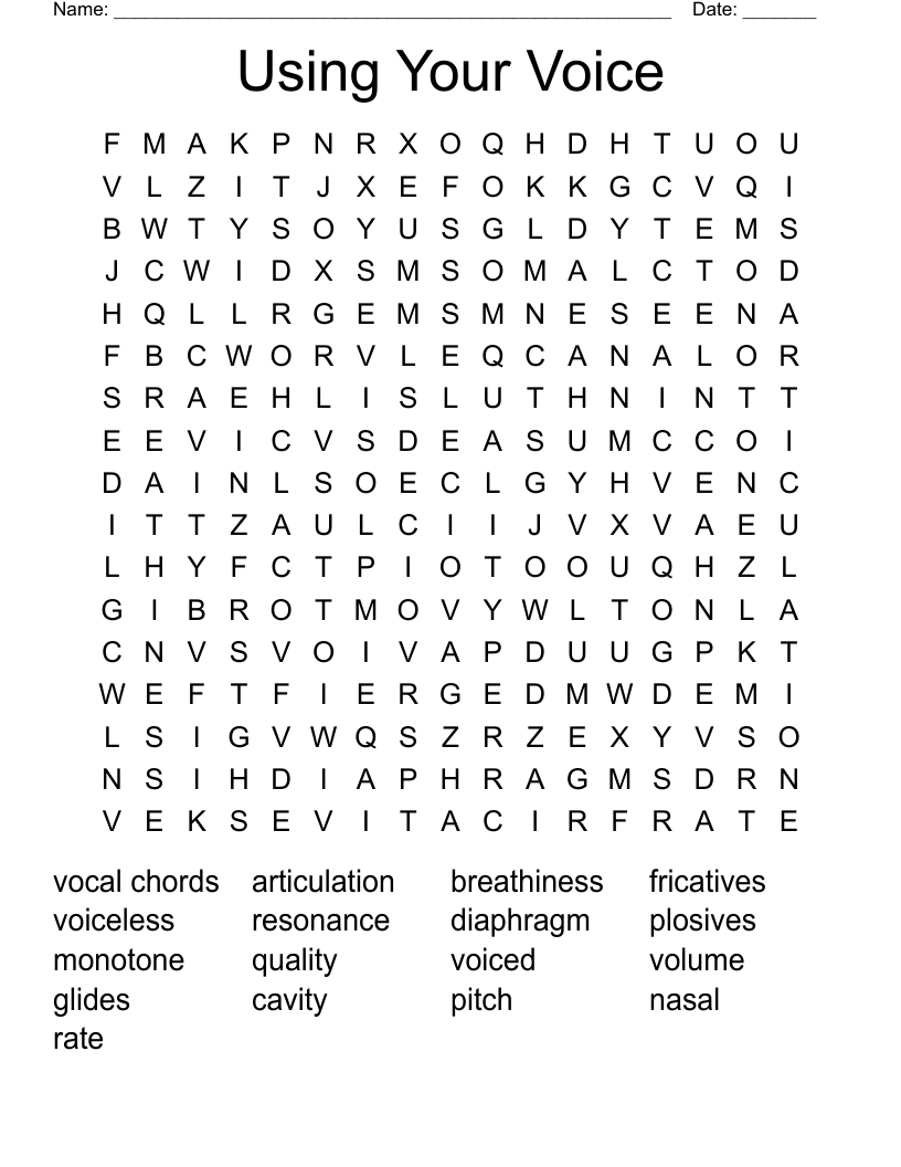 Using Your Voice Word Search