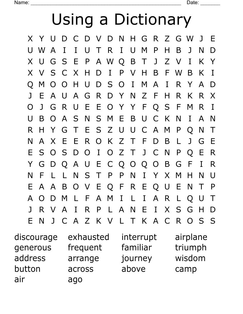 Using a Dictionary Word Search