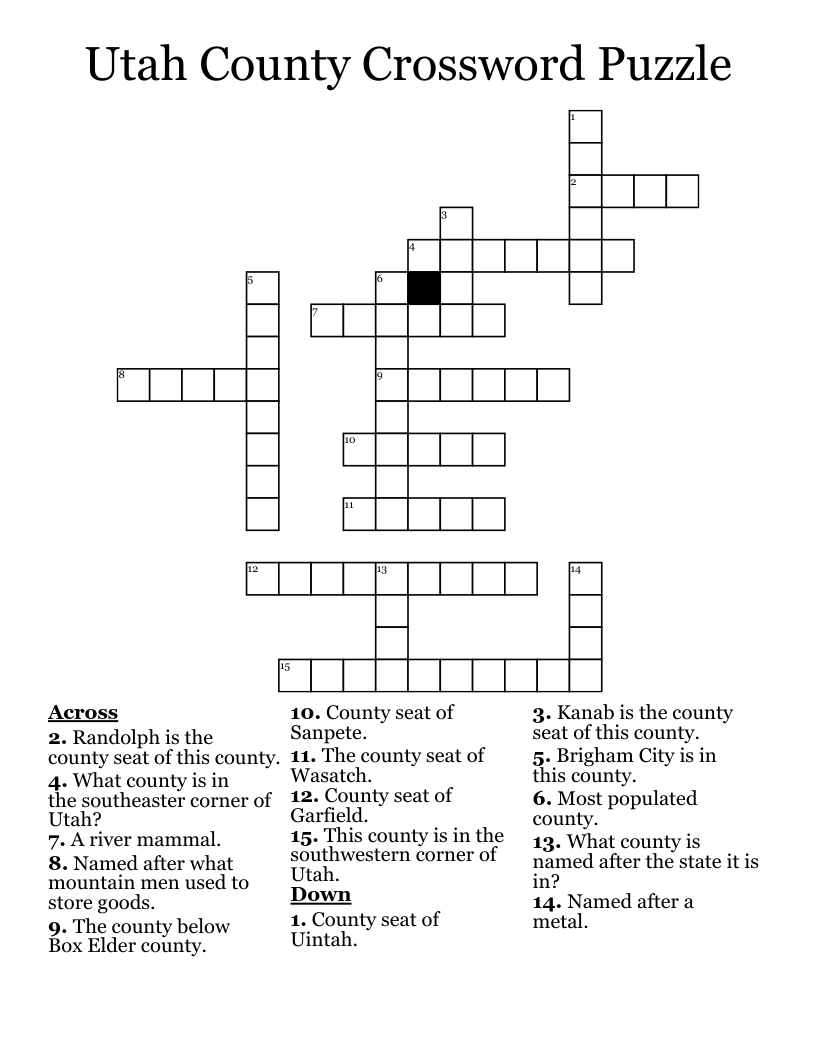 Utah County Crossword Puzzle