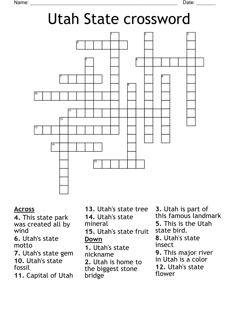 Utah State crossword