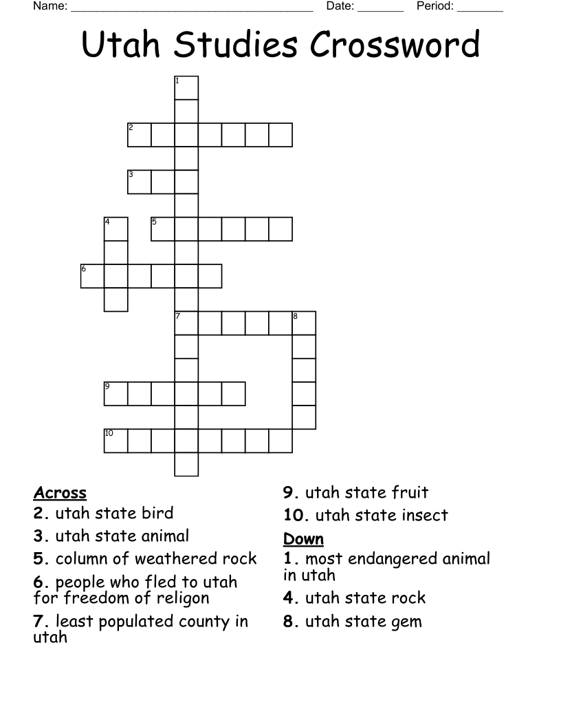 Utah Studies Crossword