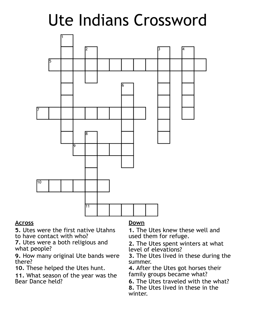 Ute Indians Crossword
