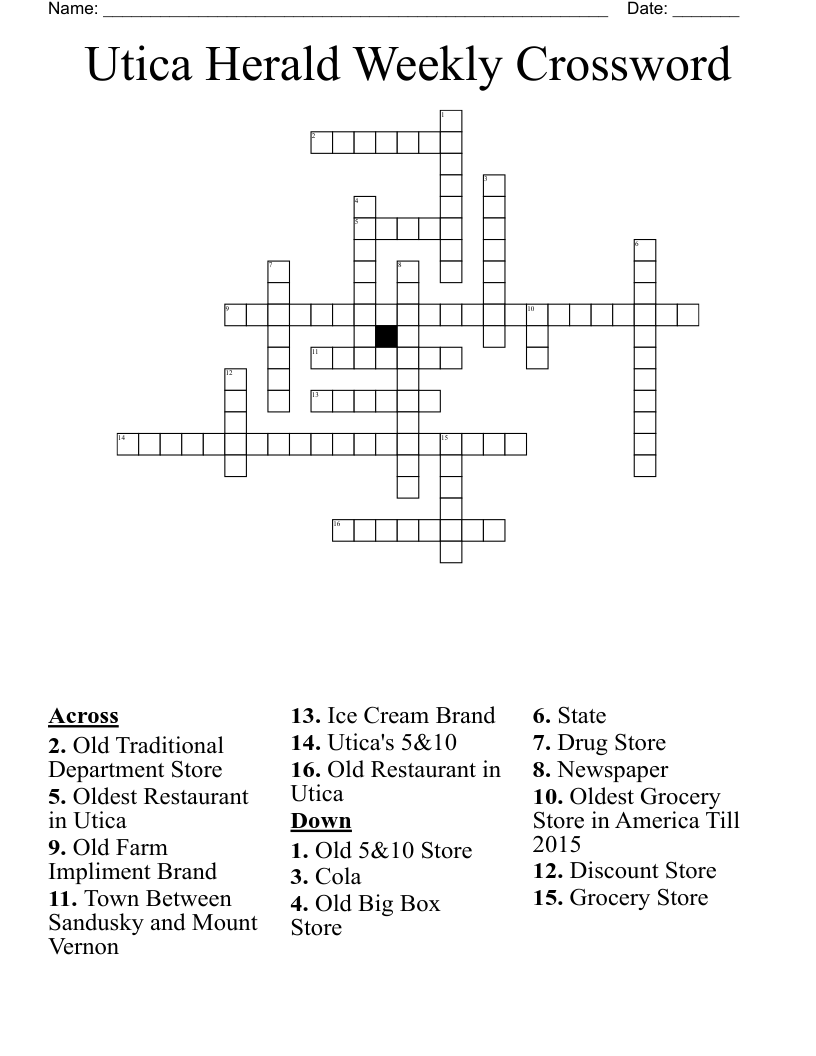 Utica Herald Weekly Crossword