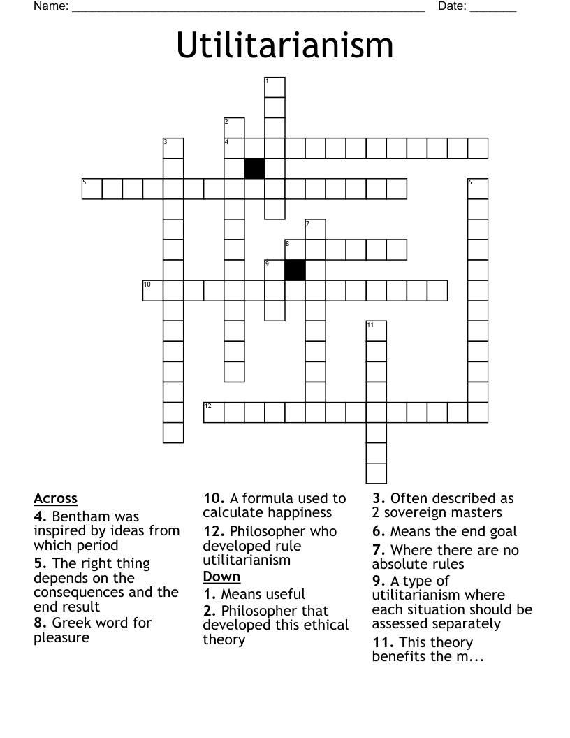 Utilitarianism Crossword