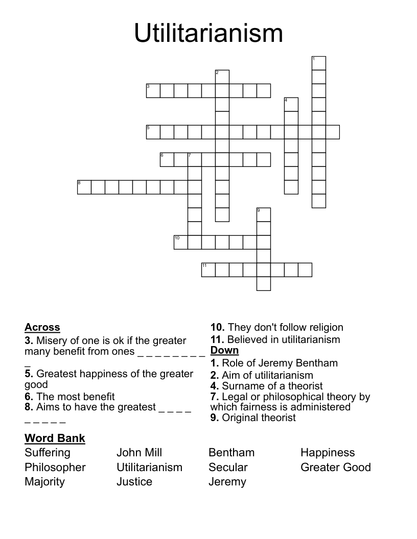 Utilitarianism Crossword
