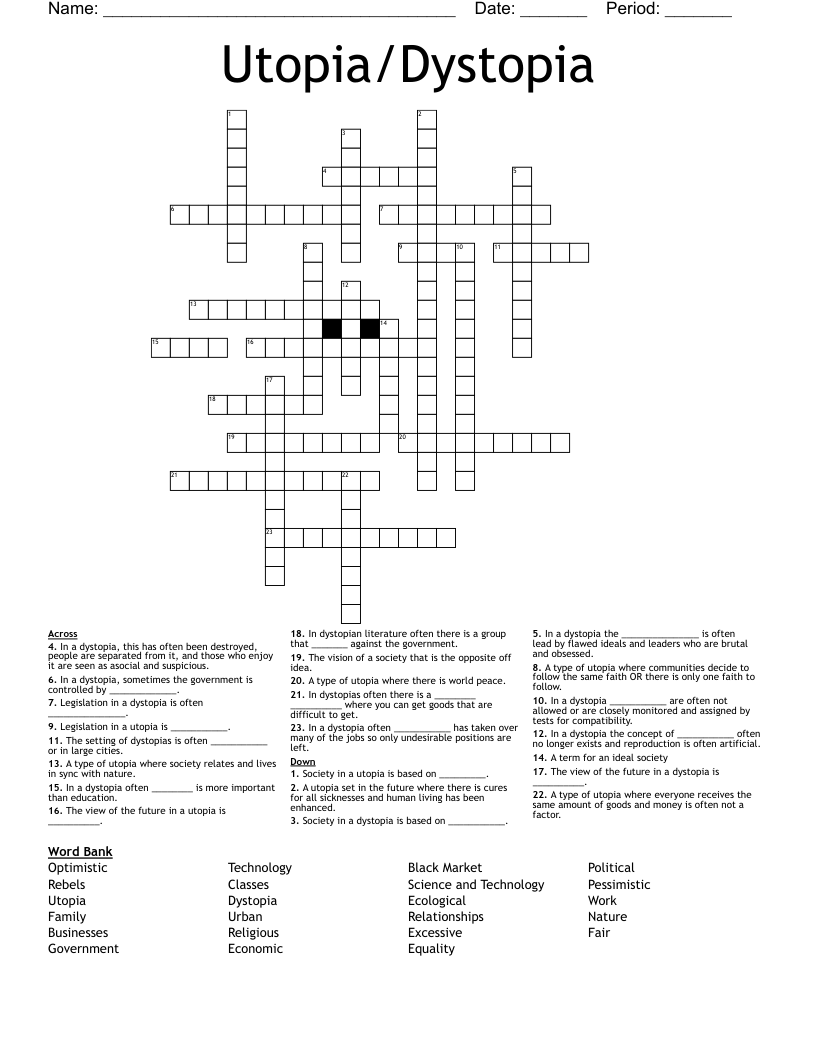 Utopia/Dystopia  Crossword