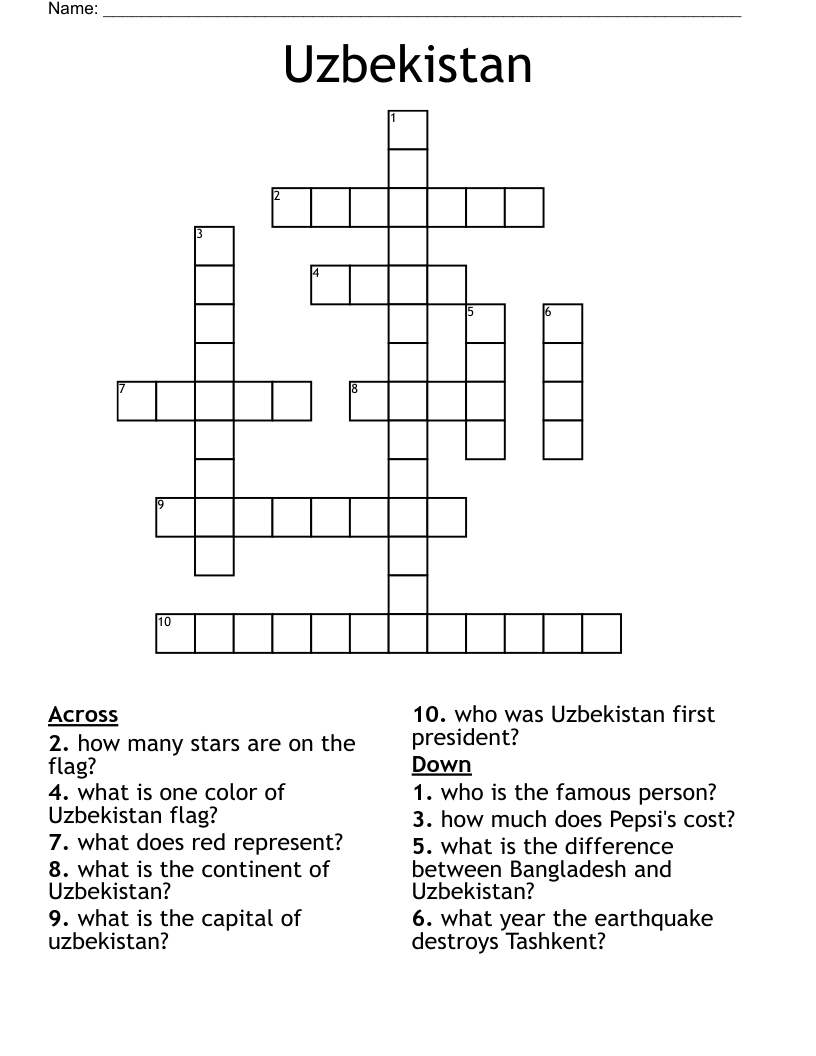 Uzbekistan Crossword