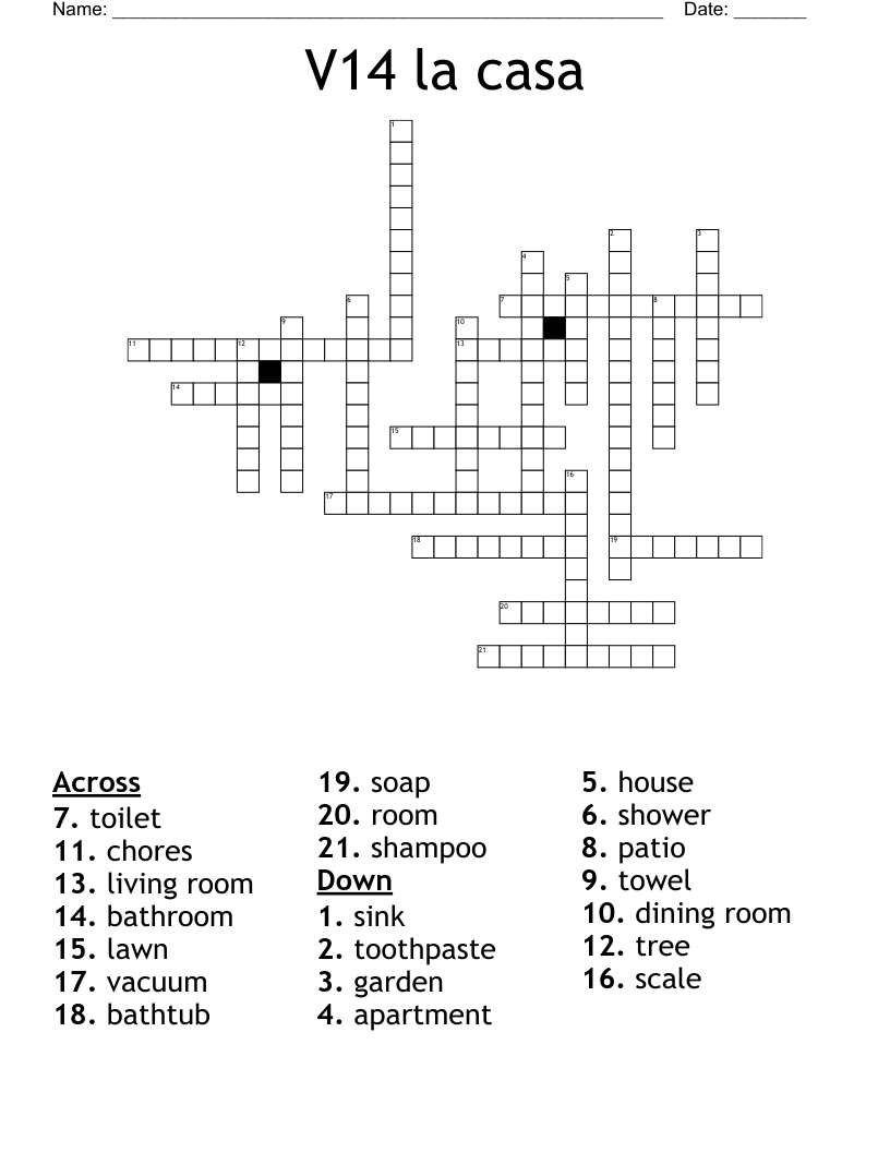 V14 la casa Crossword