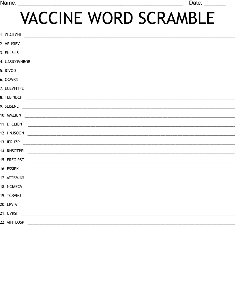 VACCINE WORD SCRAMBLE