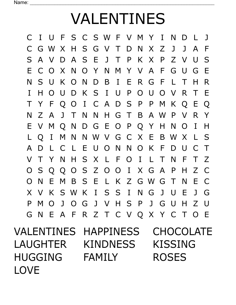 VALENTINES Word Search