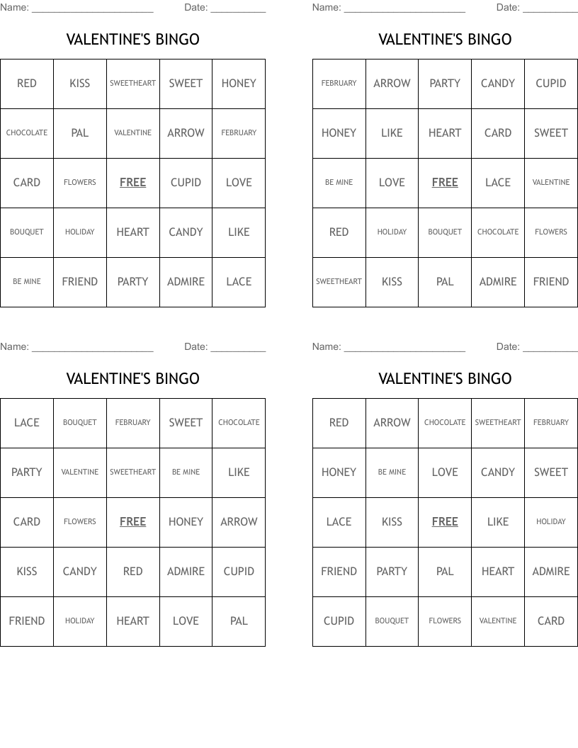 VALENTINE'S BINGO