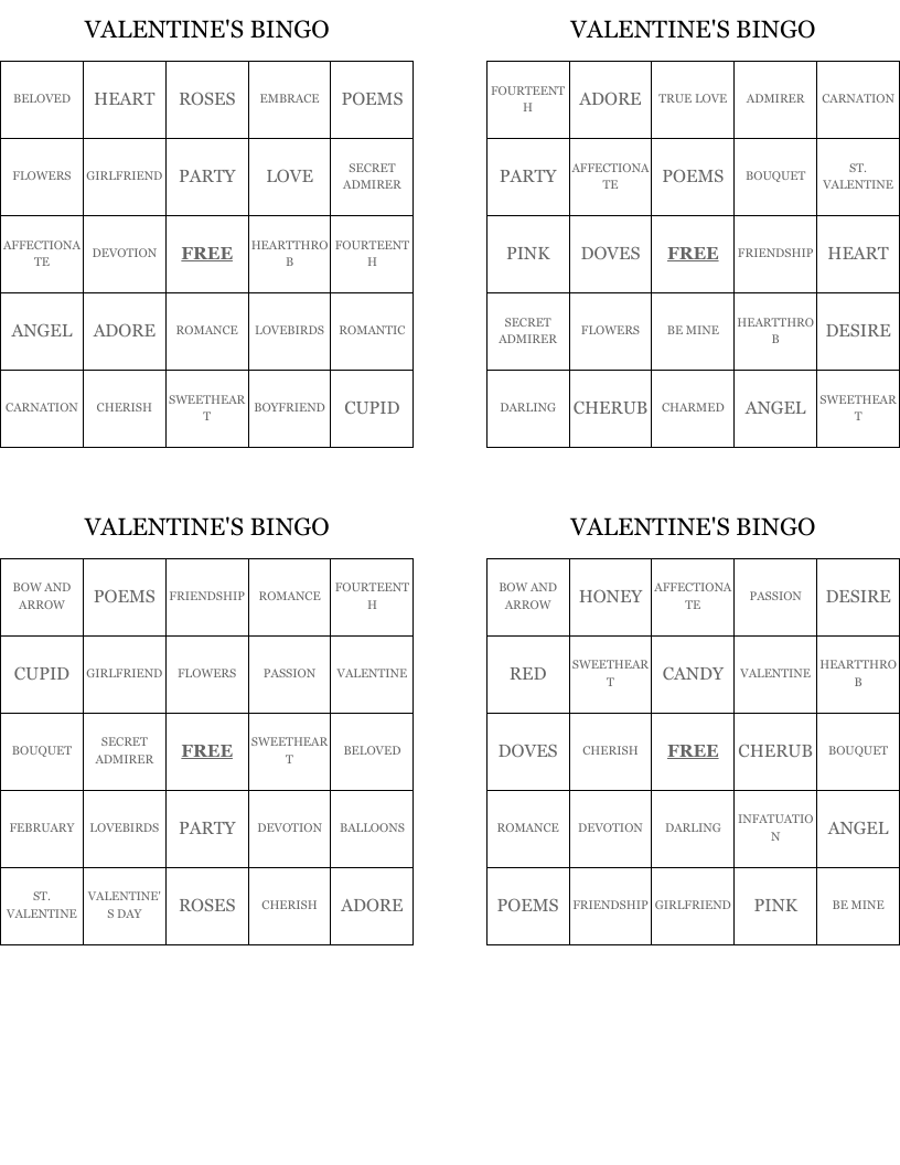 VALENTINE'S BINGO