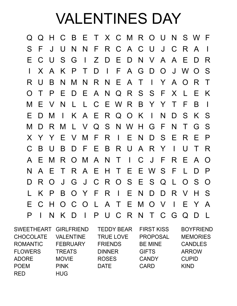 VALENTINES DAY Word Search