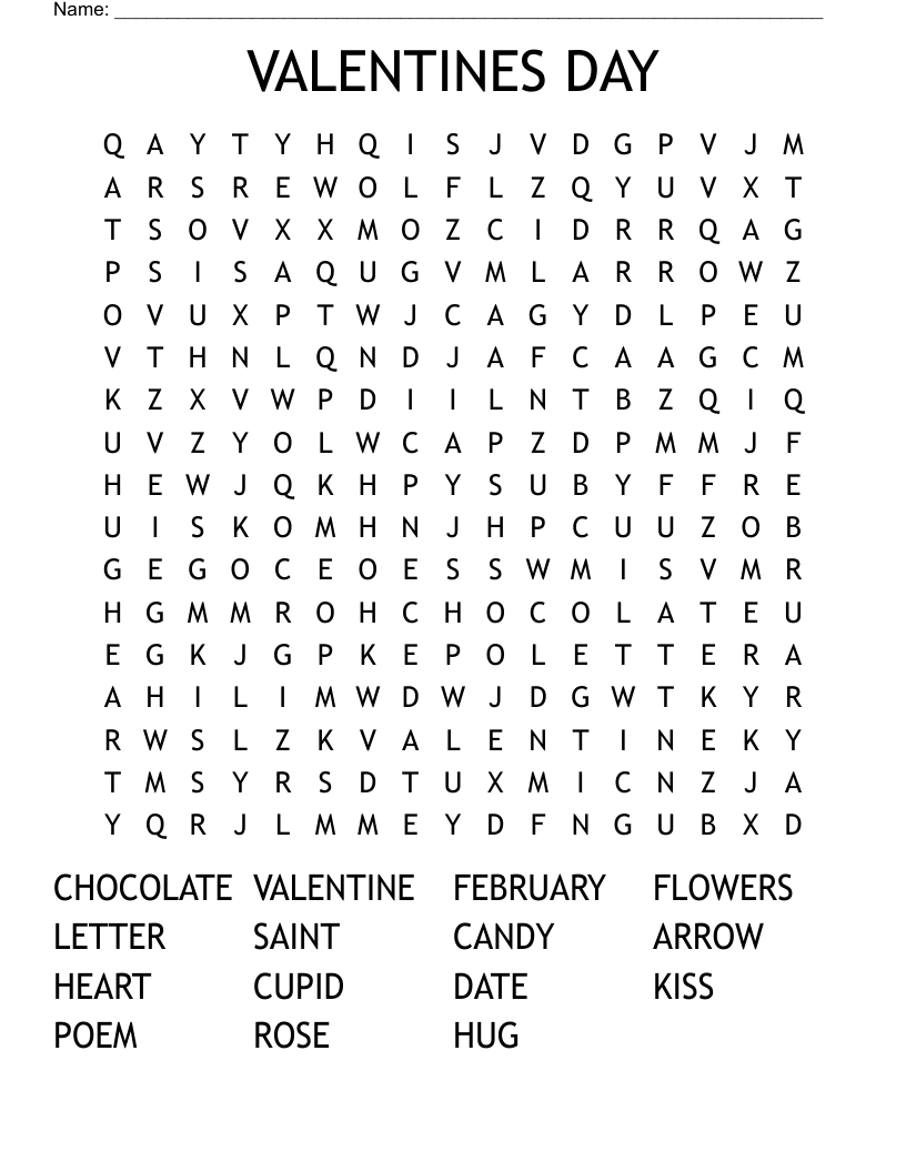 VALENTINES DAY Word Search