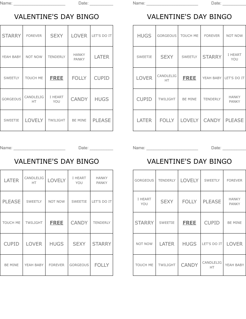 VALENTINE'S DAY BINGO