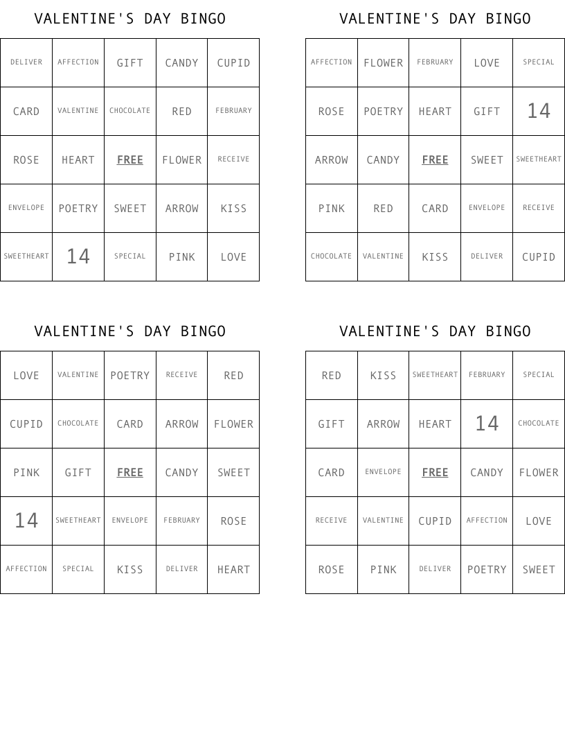 VALENTINE'S DAY BINGO