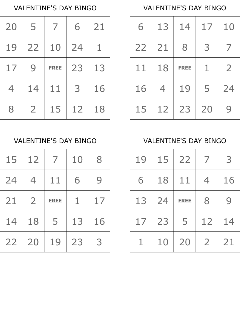 VALENTINE'S DAY BINGO