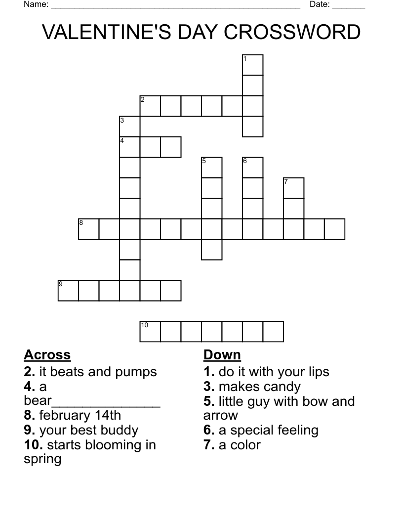 VALENTINE'S DAY CROSSWORD