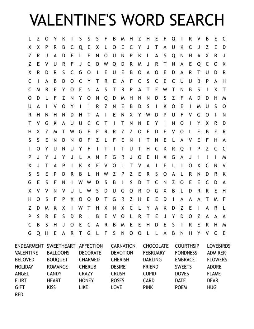 VALENTINE'S WORD SEARCH