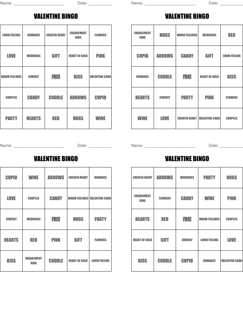 VALENTINE BINGO