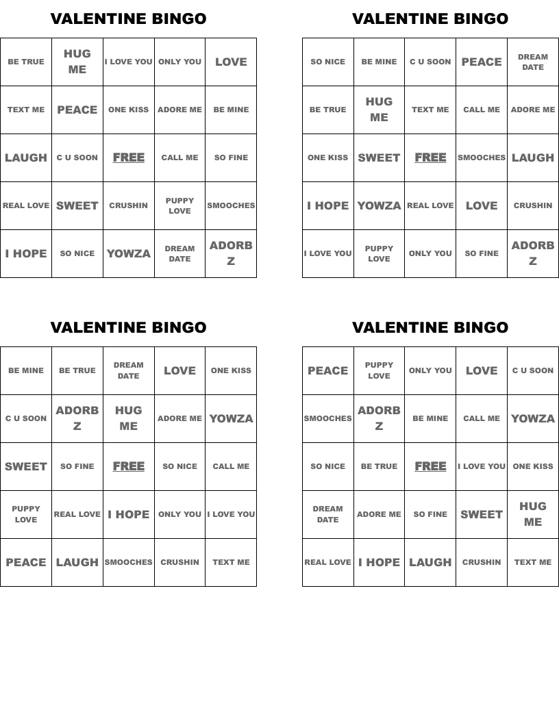 VALENTINE BINGO