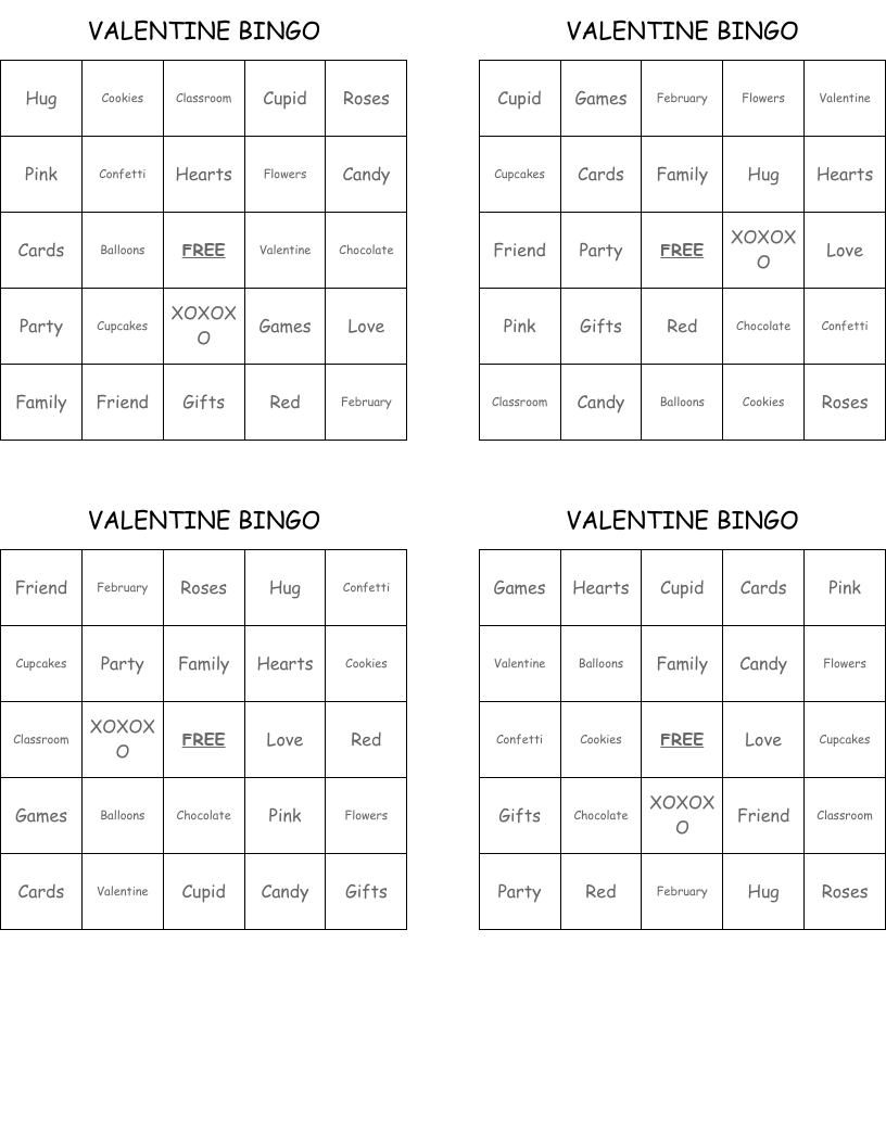 VALENTINE BINGO