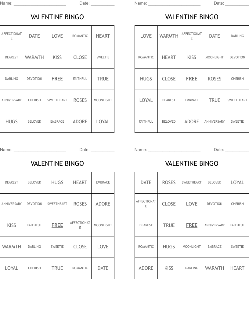 VALENTINE BINGO