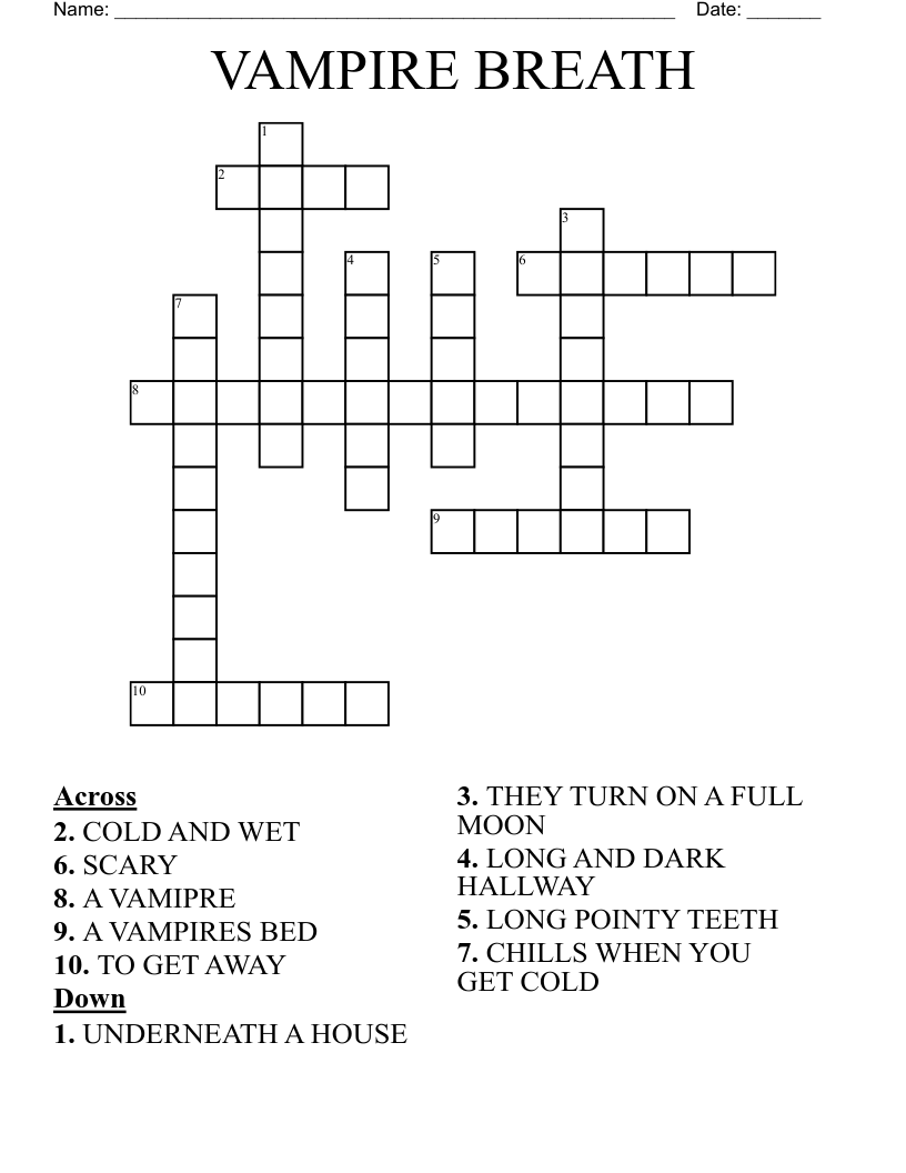 VAMPIRE BREATH Crossword