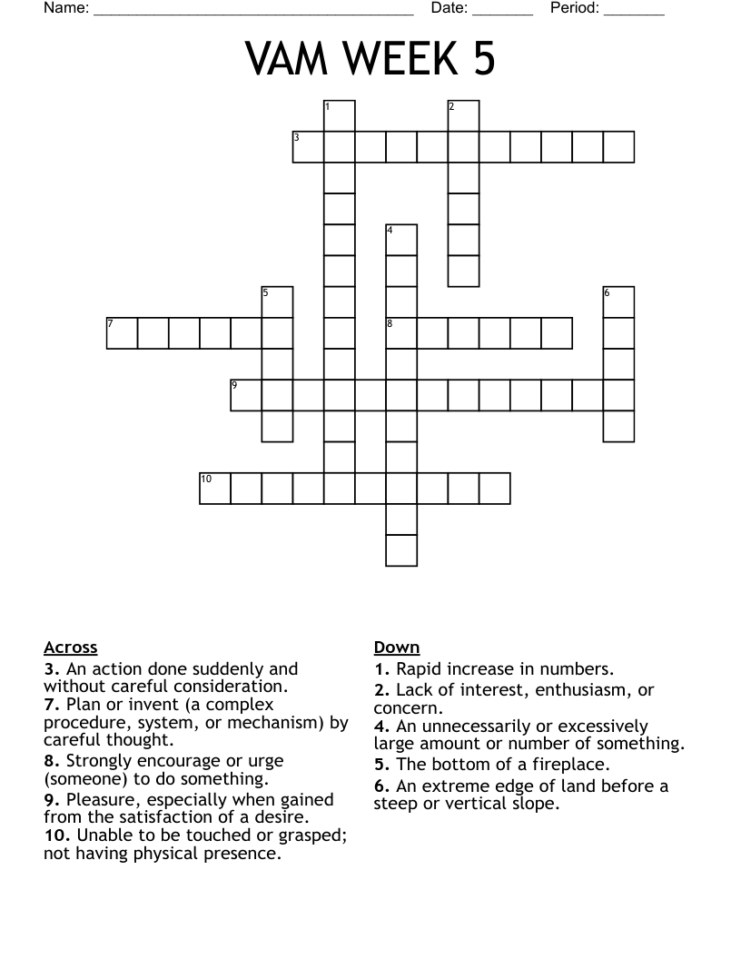 VAM WEEK 5 Crossword