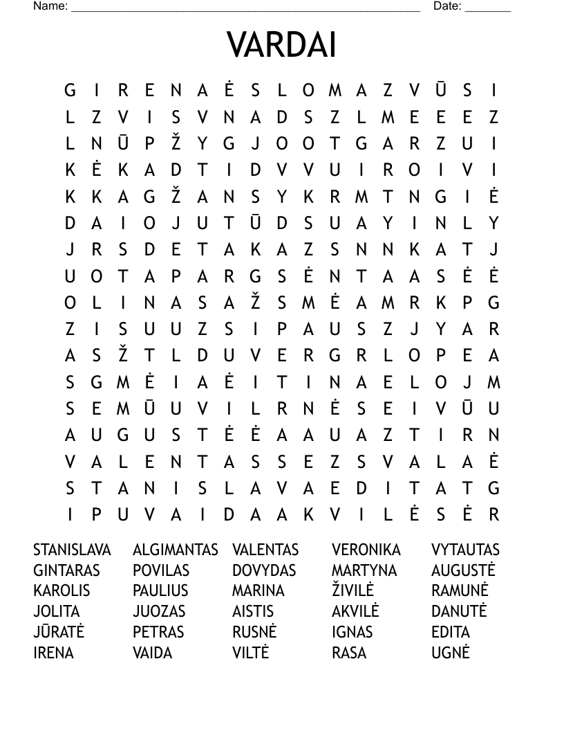 VARDAI Word Search