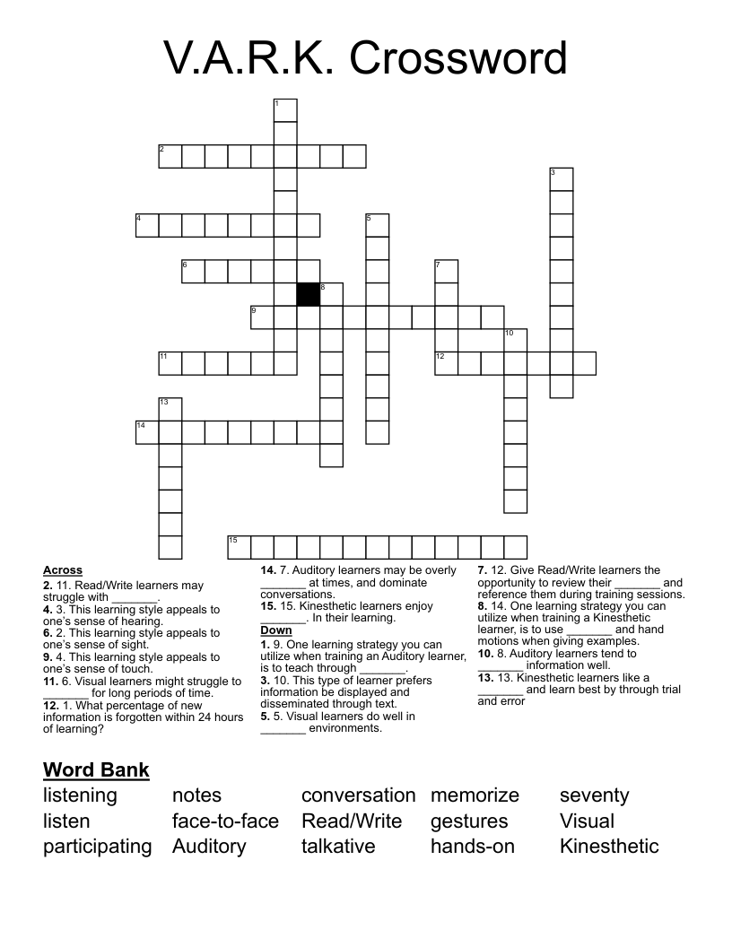 V.A.R.K. Crossword