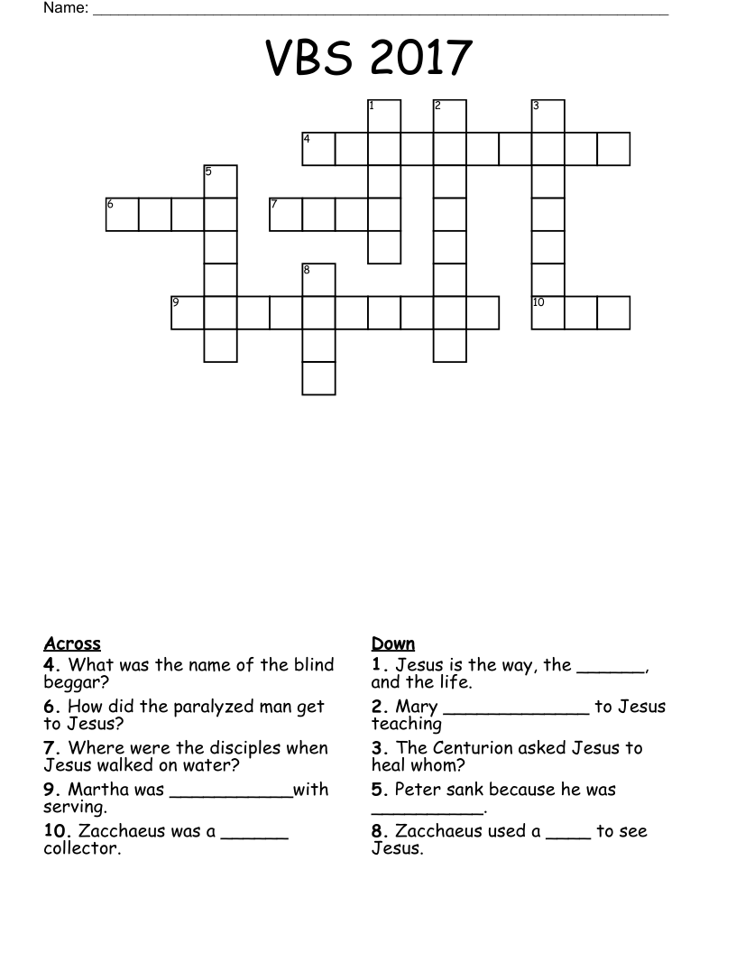 VBS 2017 Crossword