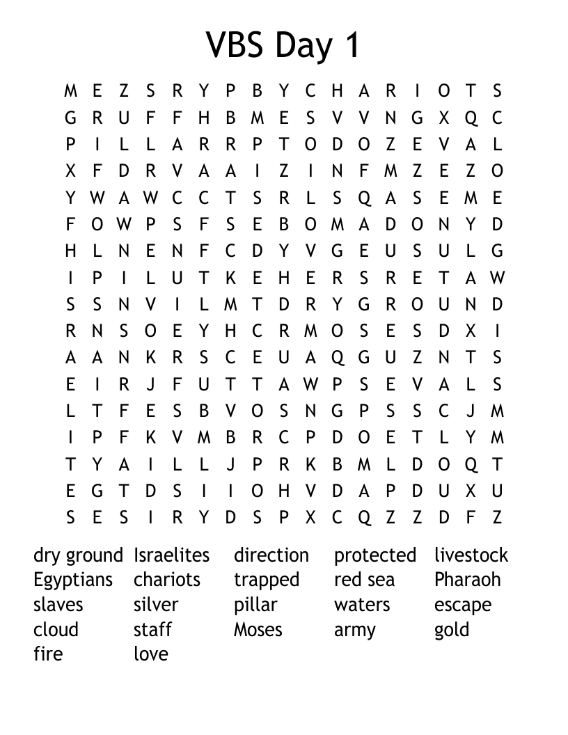 VBS Day 1 Word Search