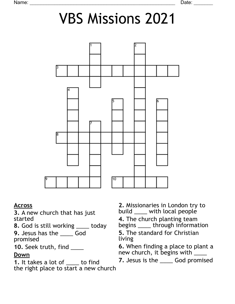 VBS Missions 2021 Crossword
