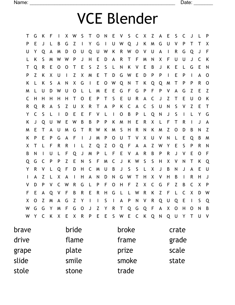 VCE Blender Word Search