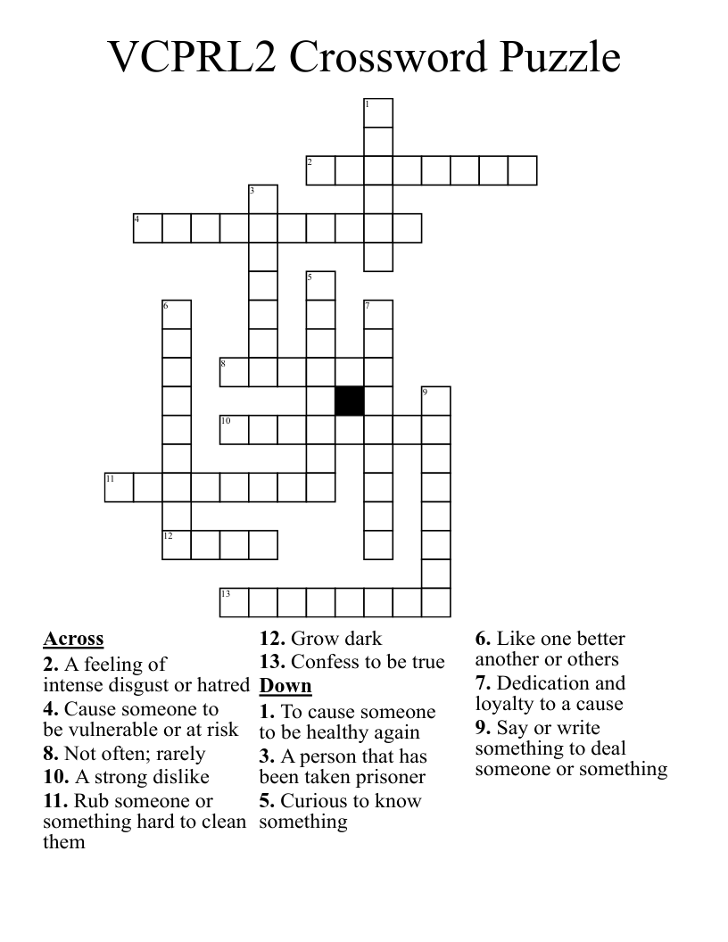 VCPRL2 Crossword Puzzle