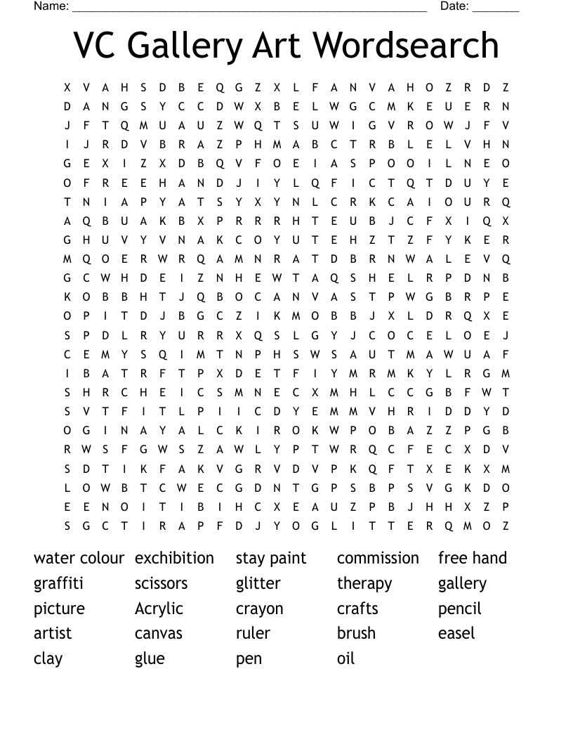 VC Gallery Art Wordsearch