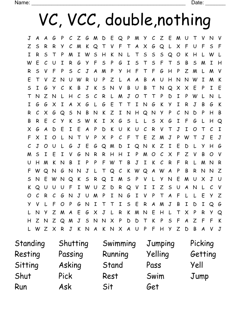 VC, VCC, double,nothing Word Search