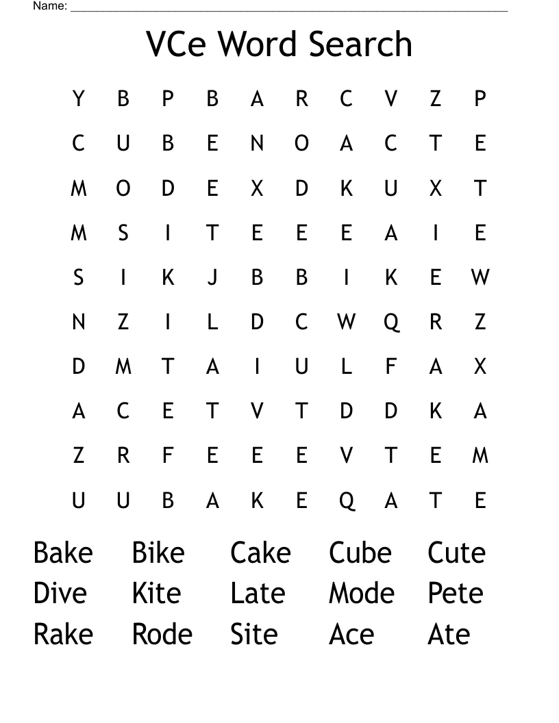 VCe Word Search