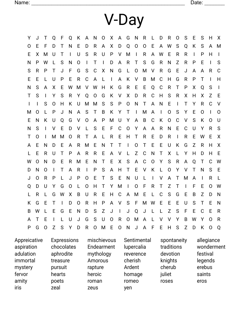 V-Day Word Search