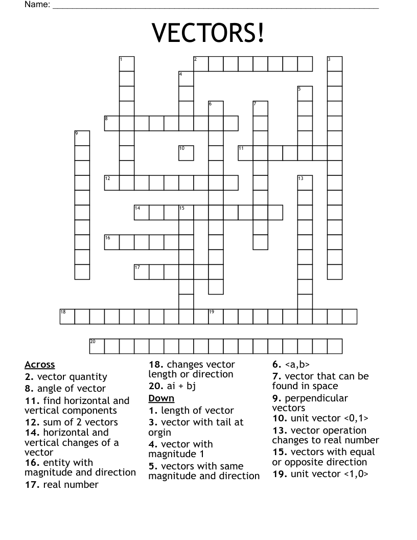 VECTORS! Crossword
