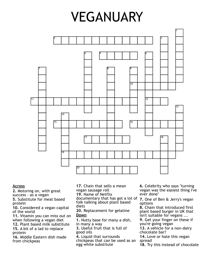 VEGANUARY Crossword